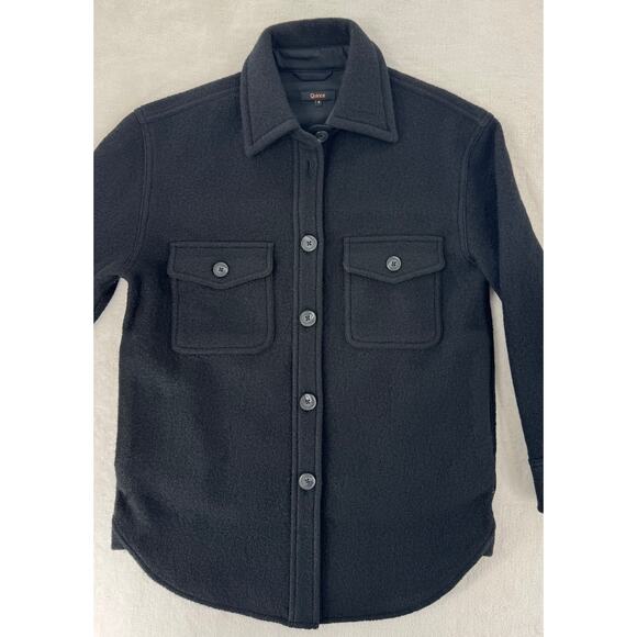 Quince Womens 100% Wool Black Shirt Jacket Shacket Small NWOT - Picture 7 of 11